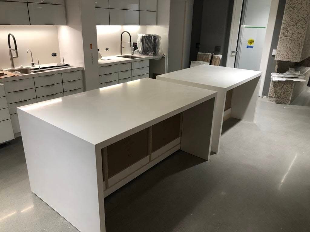 Verde Argento Granite countertop, Office reception desk, at 201 Portage, Winnipeg