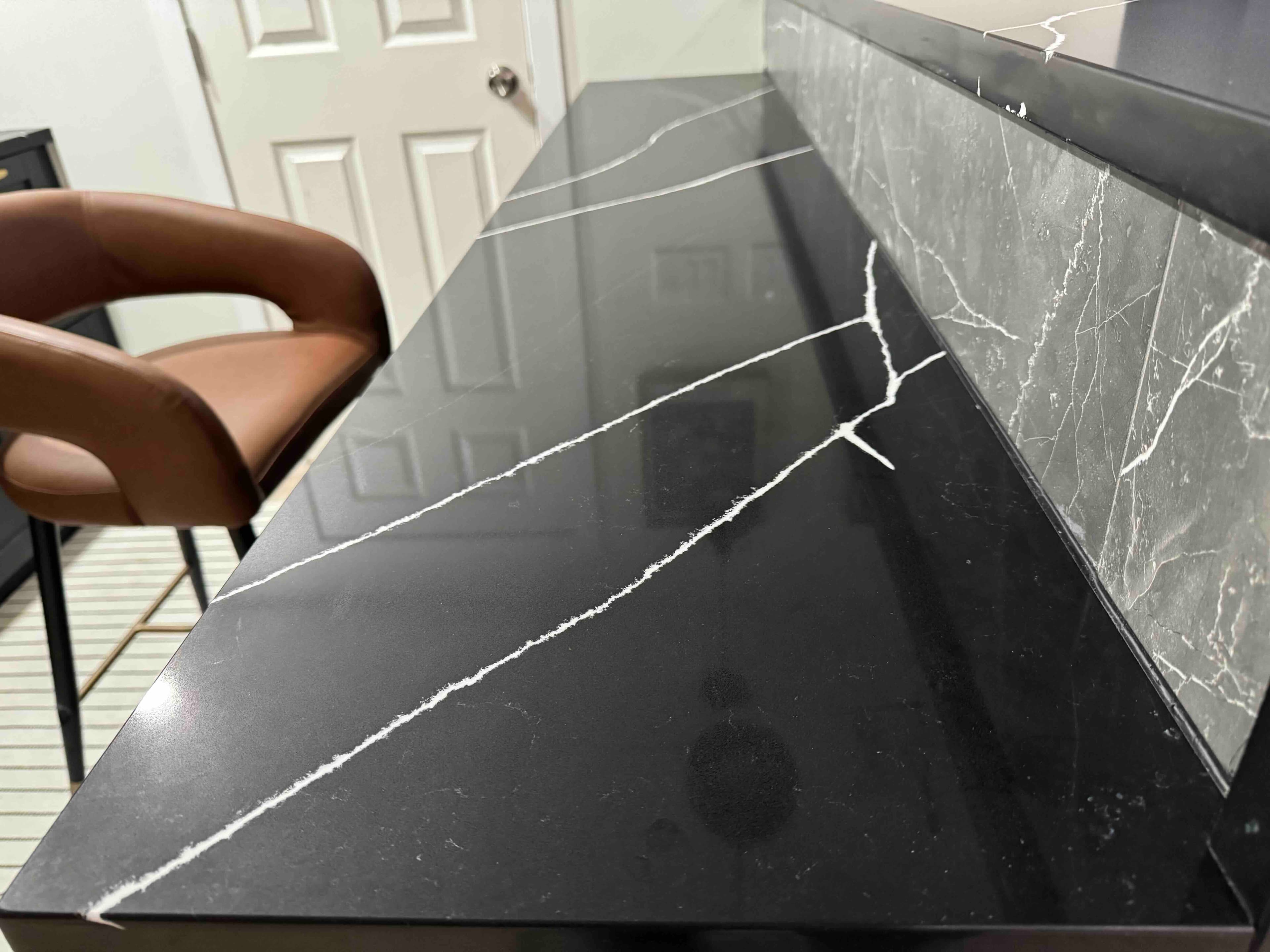 Empira Black Quartz countertop, Lower-level wet bar, in Linden Woods, Winnipeg