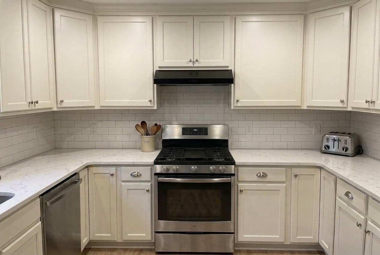 Calacatta Laza Quartz countertop, Designer kitchen reno, in Crescentwood, Winnipeg