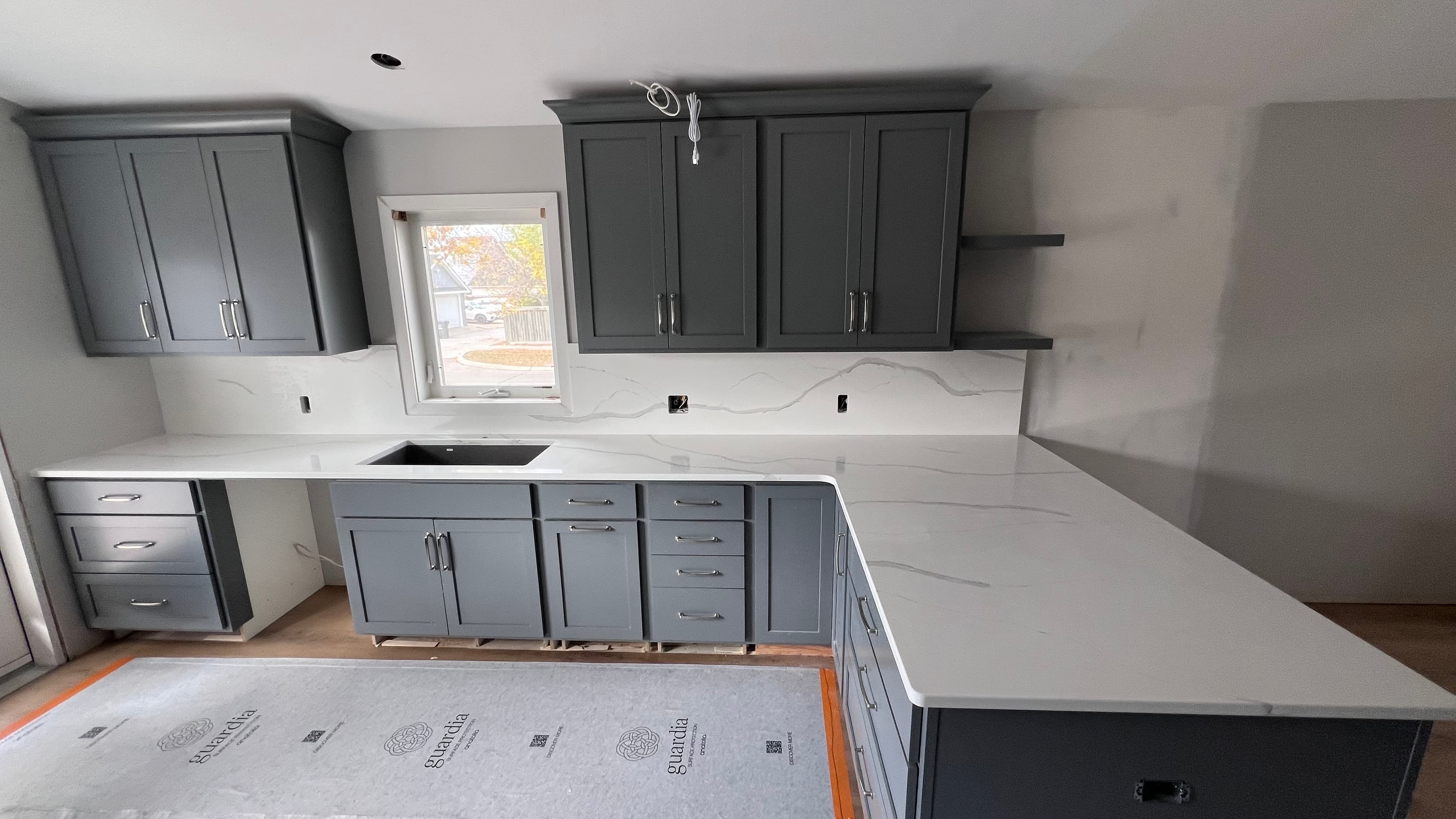 Frosty Carrina Quartz countertop, New build kitchen, in Bridgwater Forest, Winnipeg