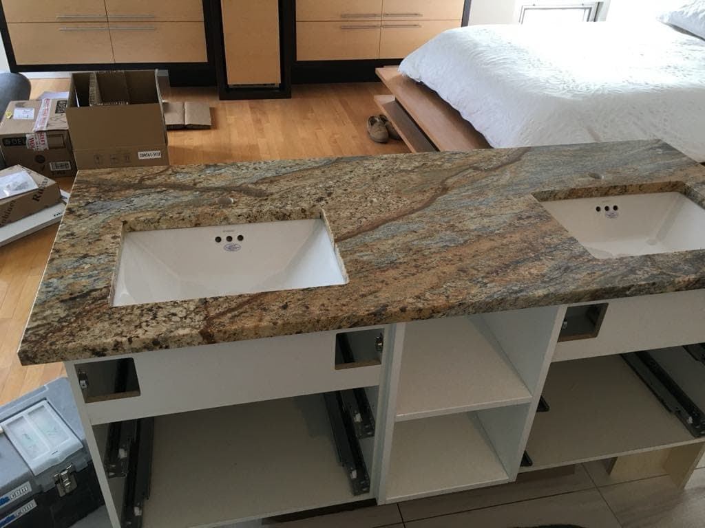 Black Pearl Granite countertop, Heritage kitchen update, in Wolseley, Winnipeg