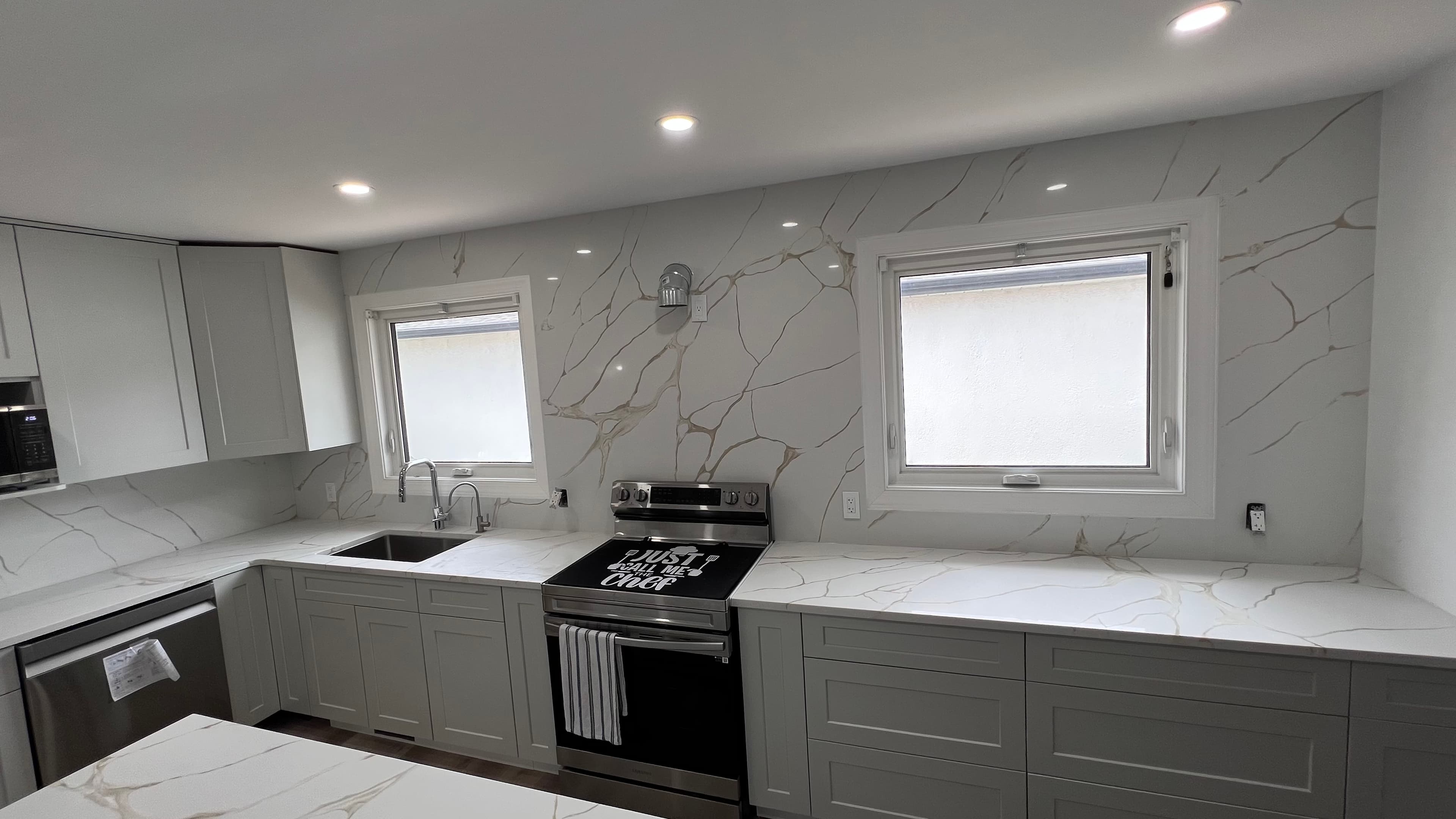 Calacatta Borghini Quartz countertop, Edwardian renovation, in River Heights, Winnipeg