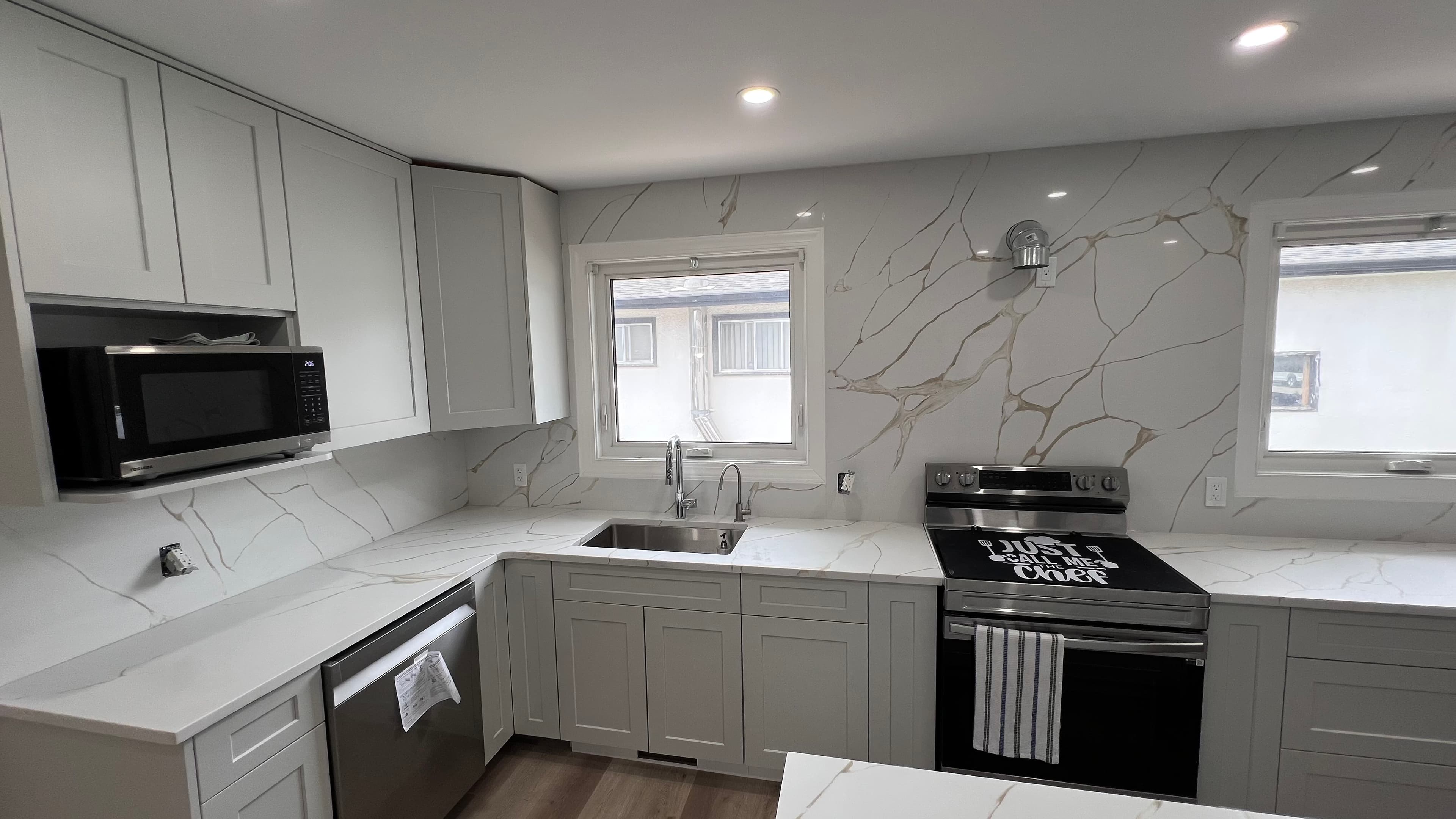 Calacatta Borghini Quartz countertop, Edwardian renovation, in River Heights, Winnipeg