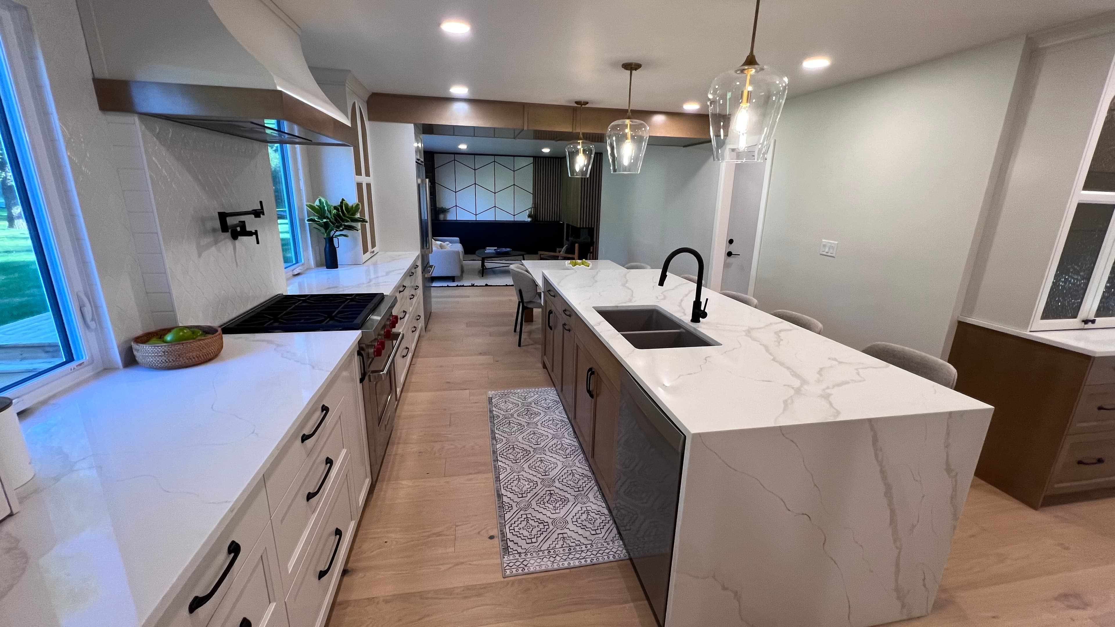 Calacatta Gold Quartz countertop, Kitchen + butler's pantry, in Tuxedo, Winnipeg